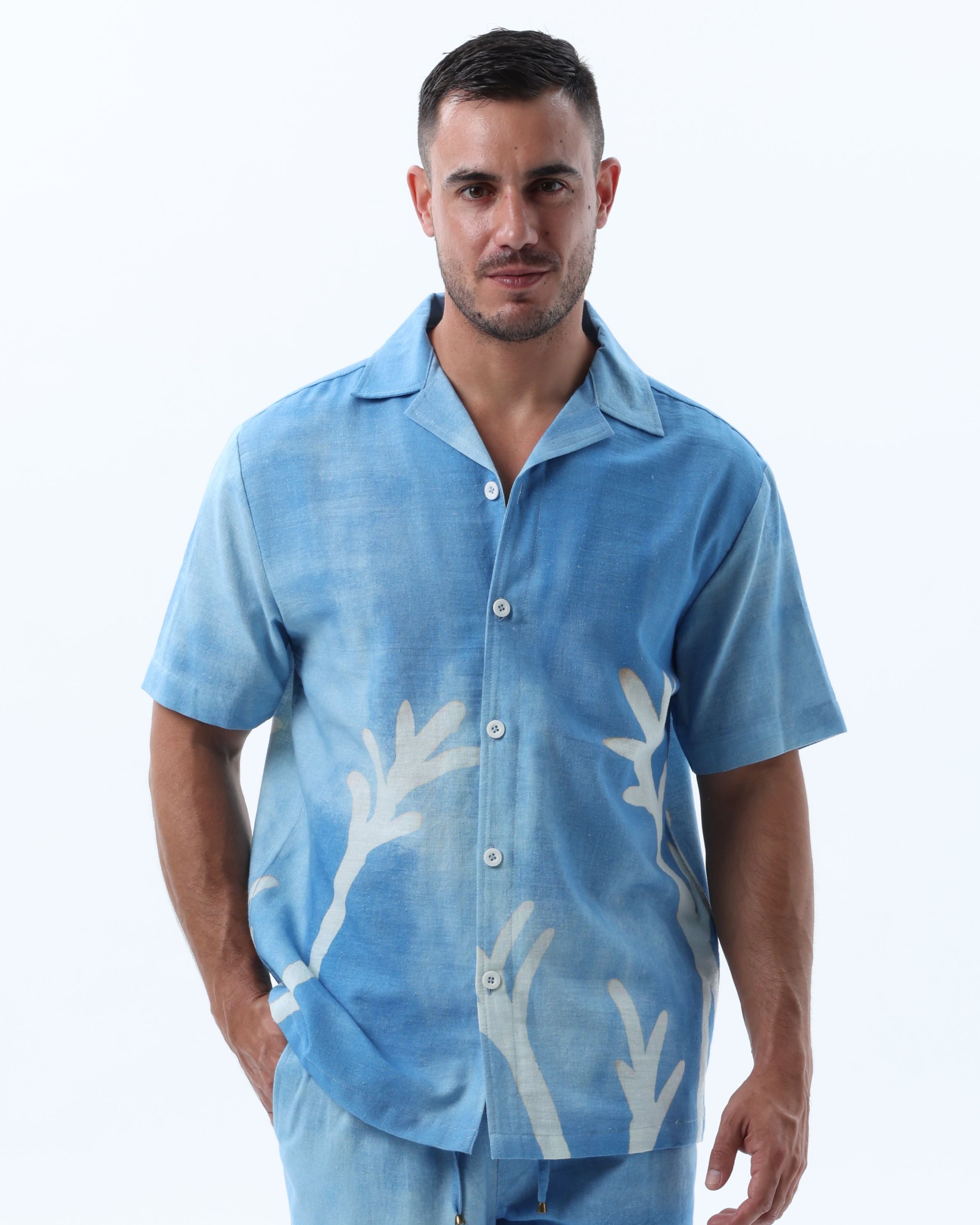 Faded Blue PalmShirt