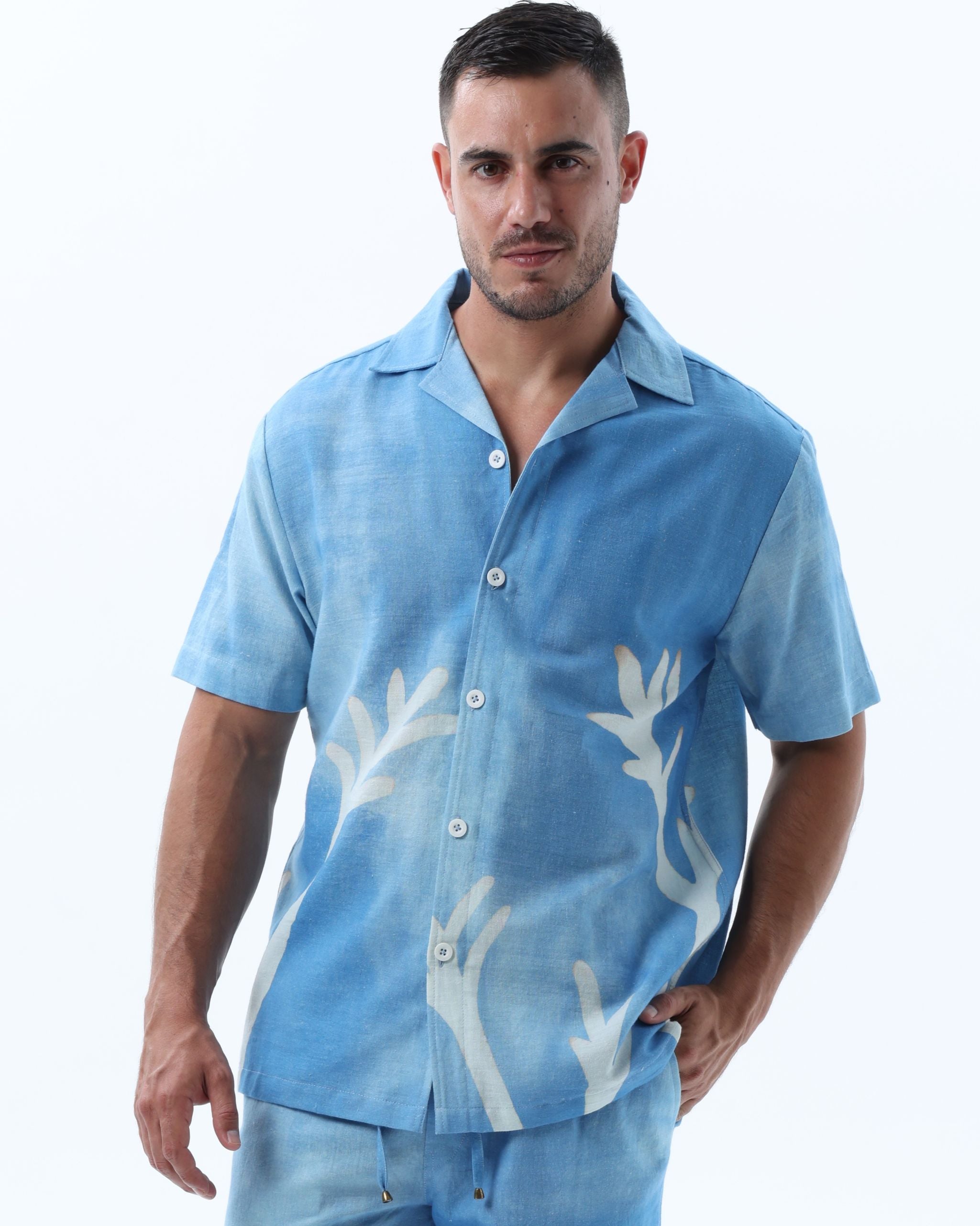Faded Blue PalmShirt