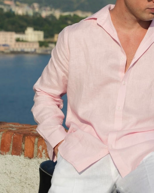 Fira LS Linen Shirt Pink