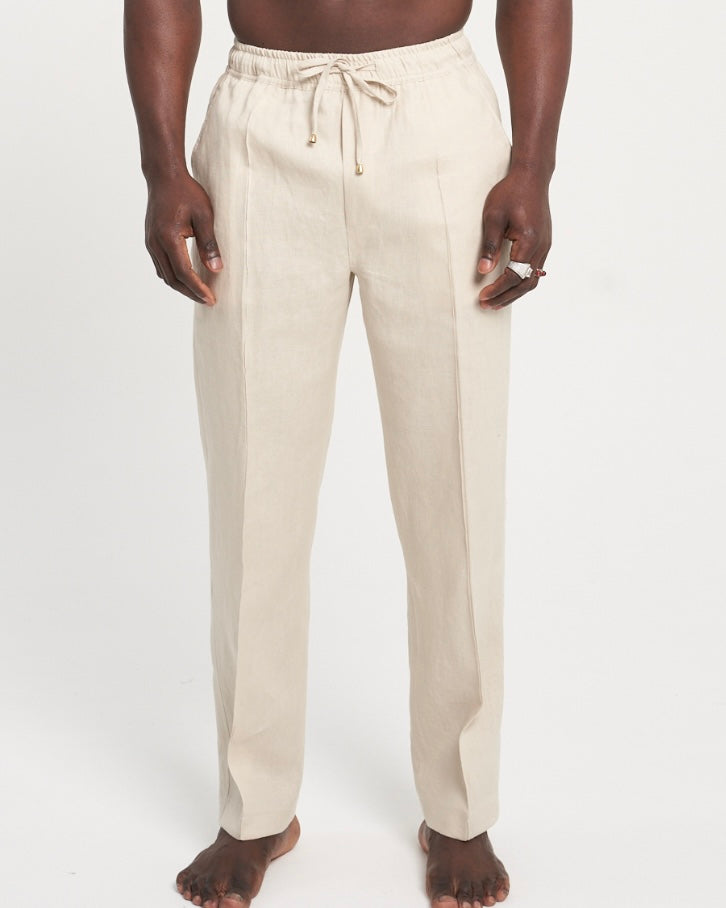 Panama Linen Trousers Beige