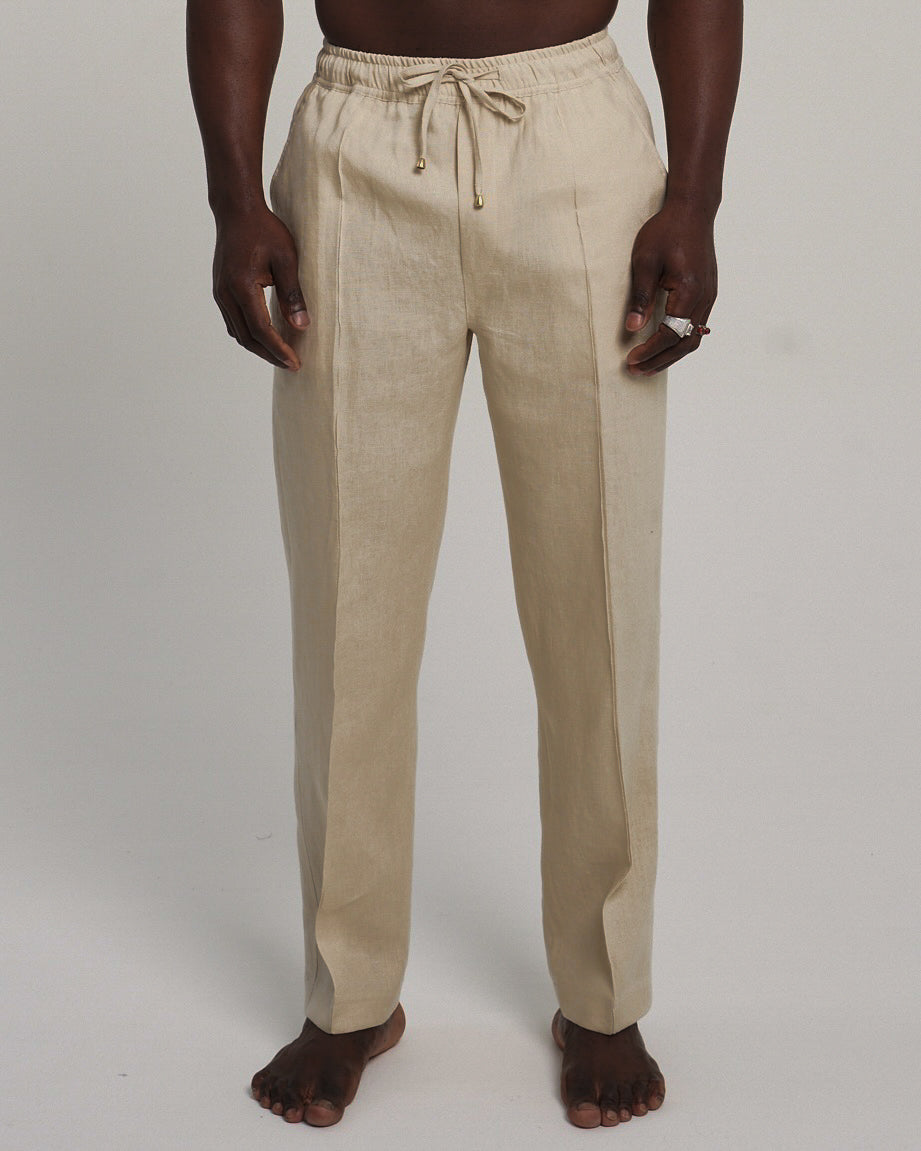 Panama Linen Trousers Beige