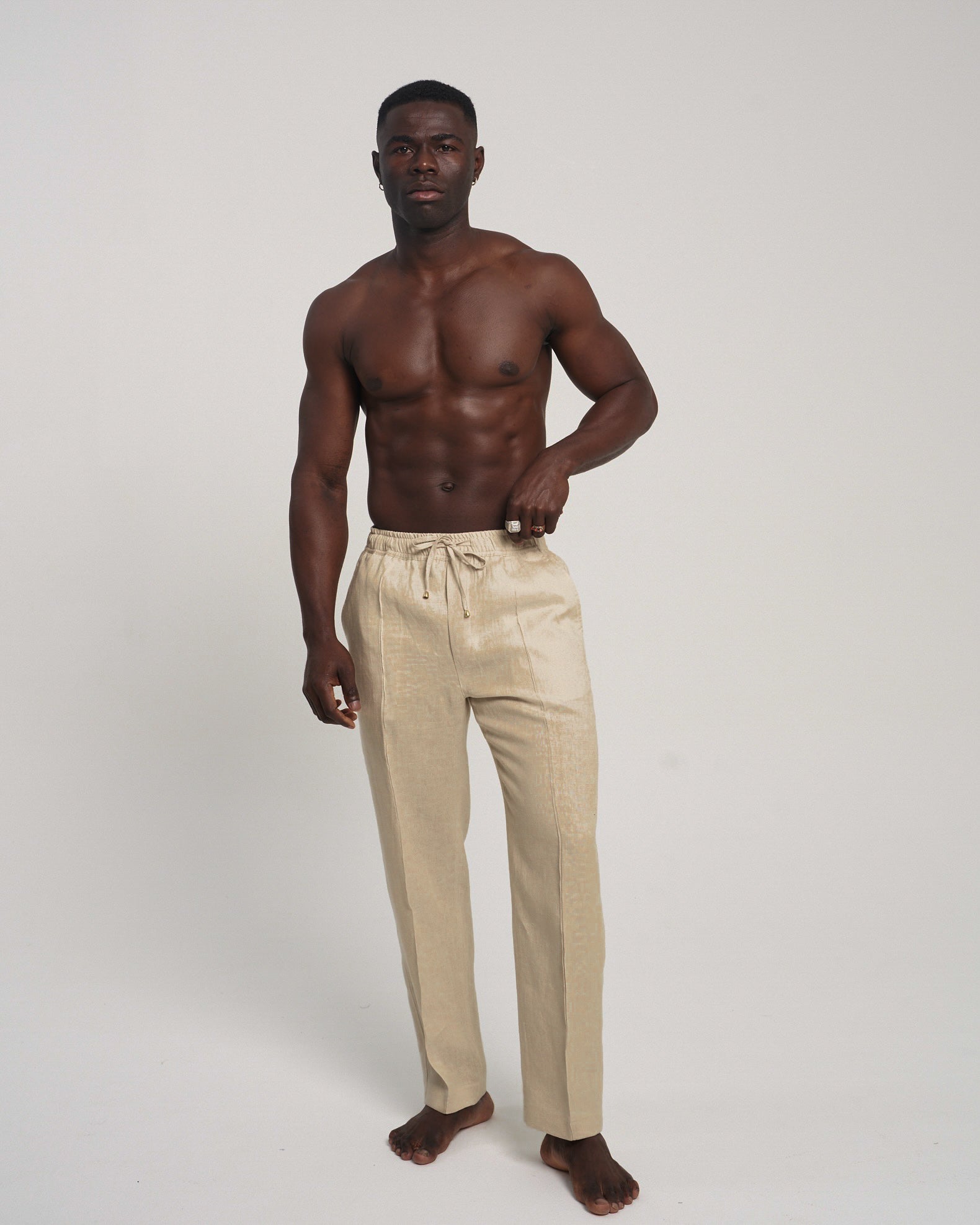 Panama Linen Trousers Beige