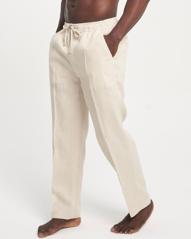 Panama Linen Trousers Beige