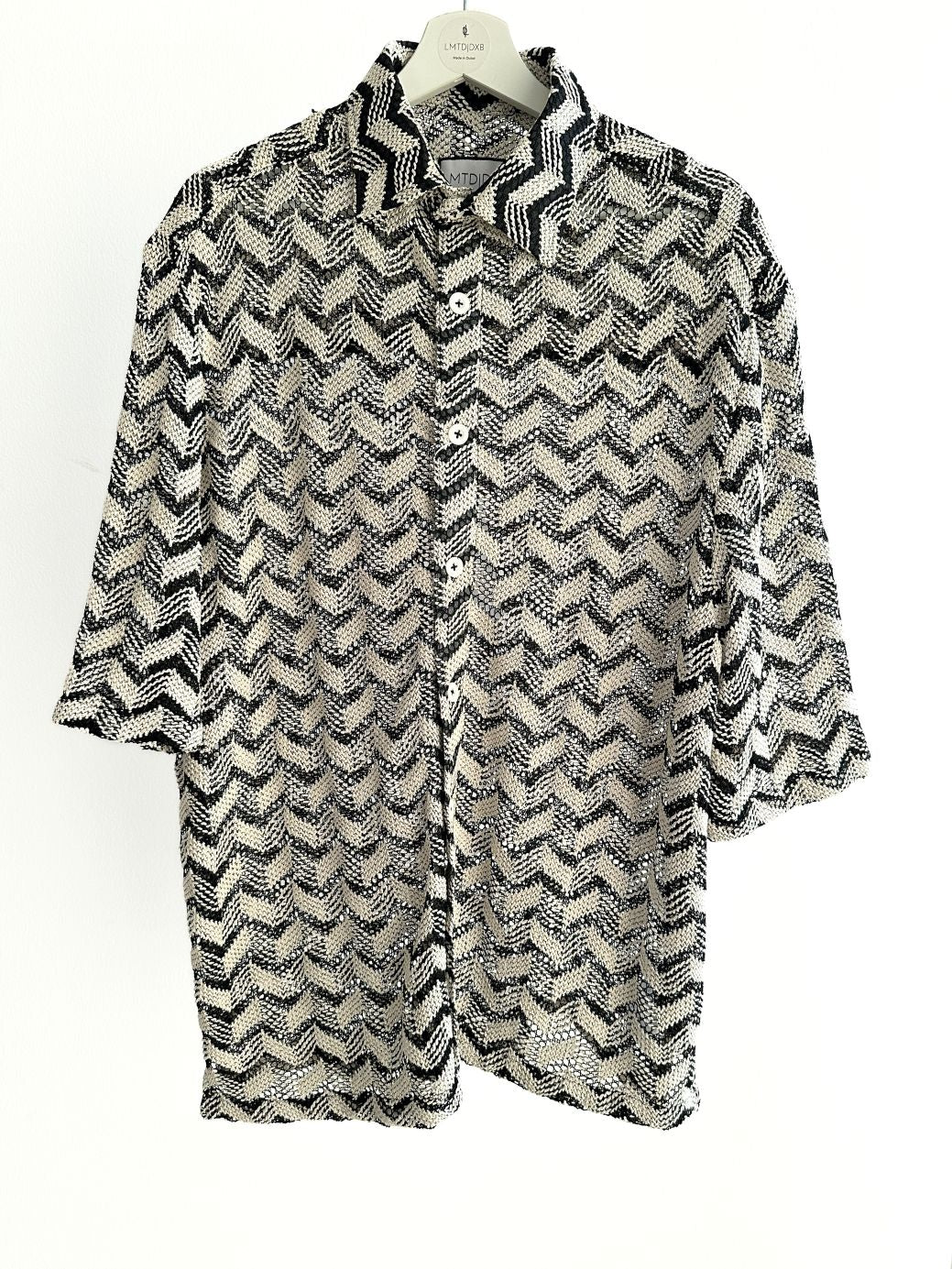 Oversize Knitted Shirt in Monochrome