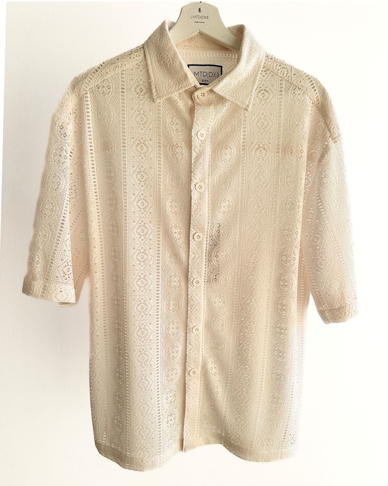 Oversize Aztec Knitted Shirt in Ecru