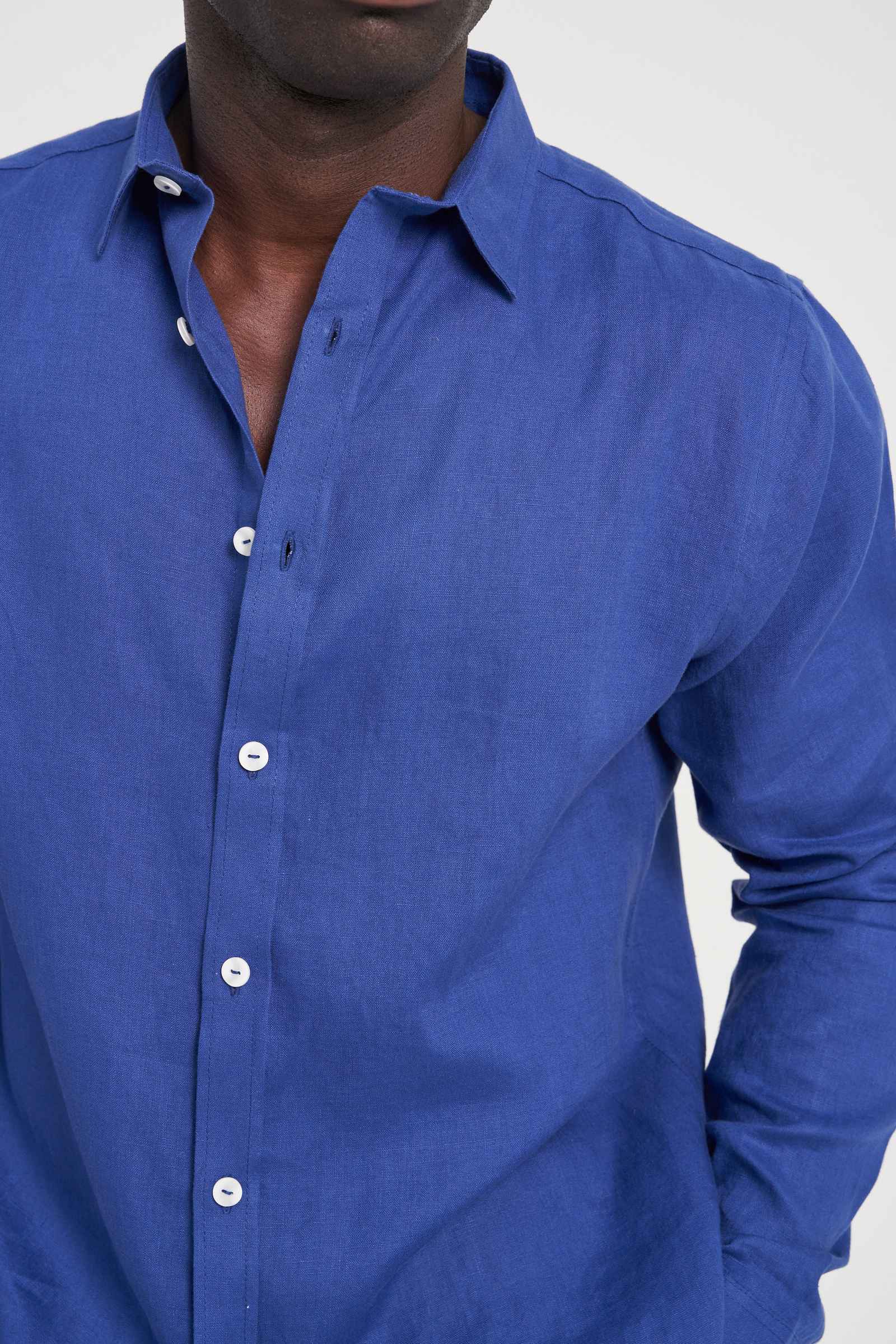 Long Sleeves Linen Shirt Royal Blue
