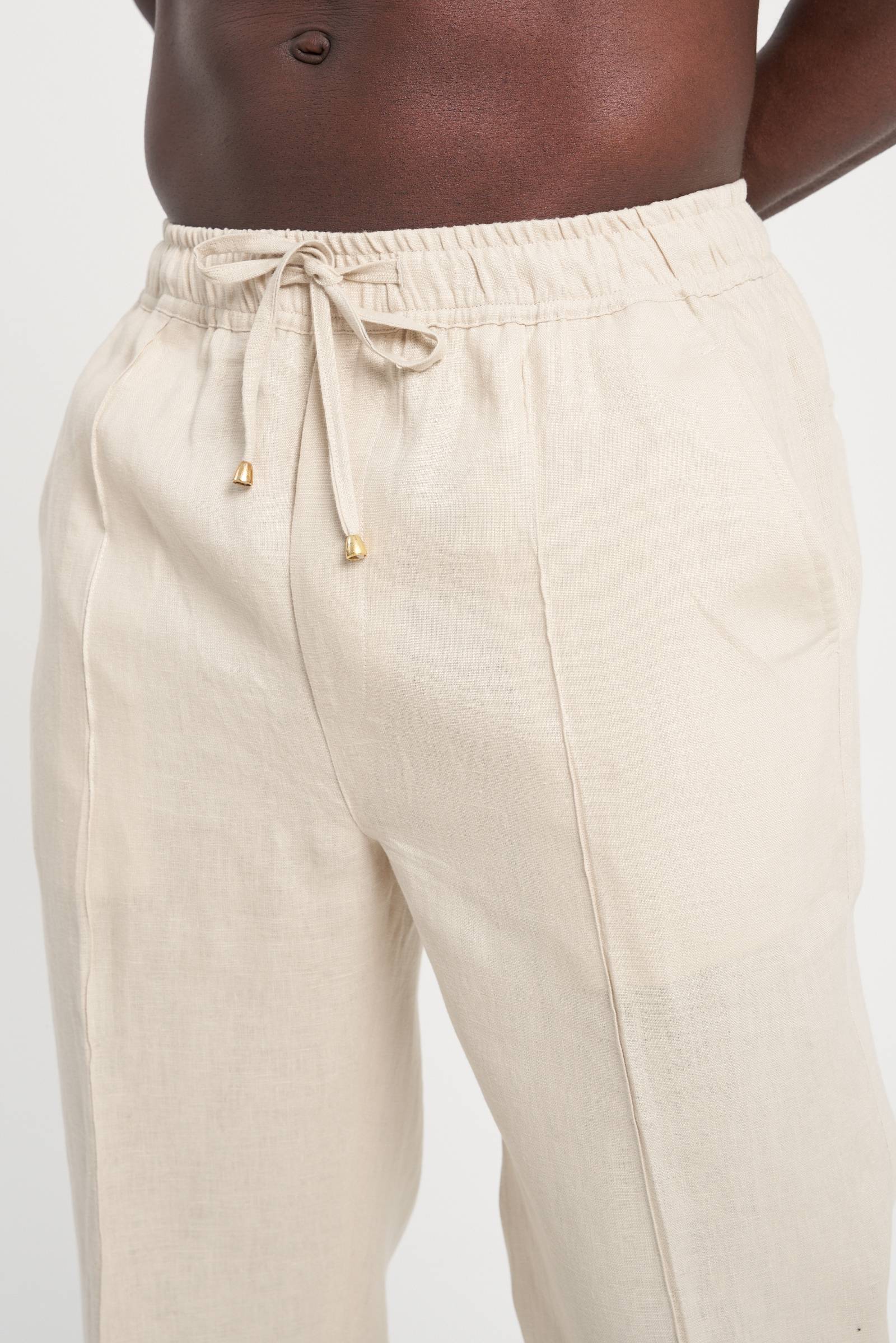 Panama Linen Trousers Beige