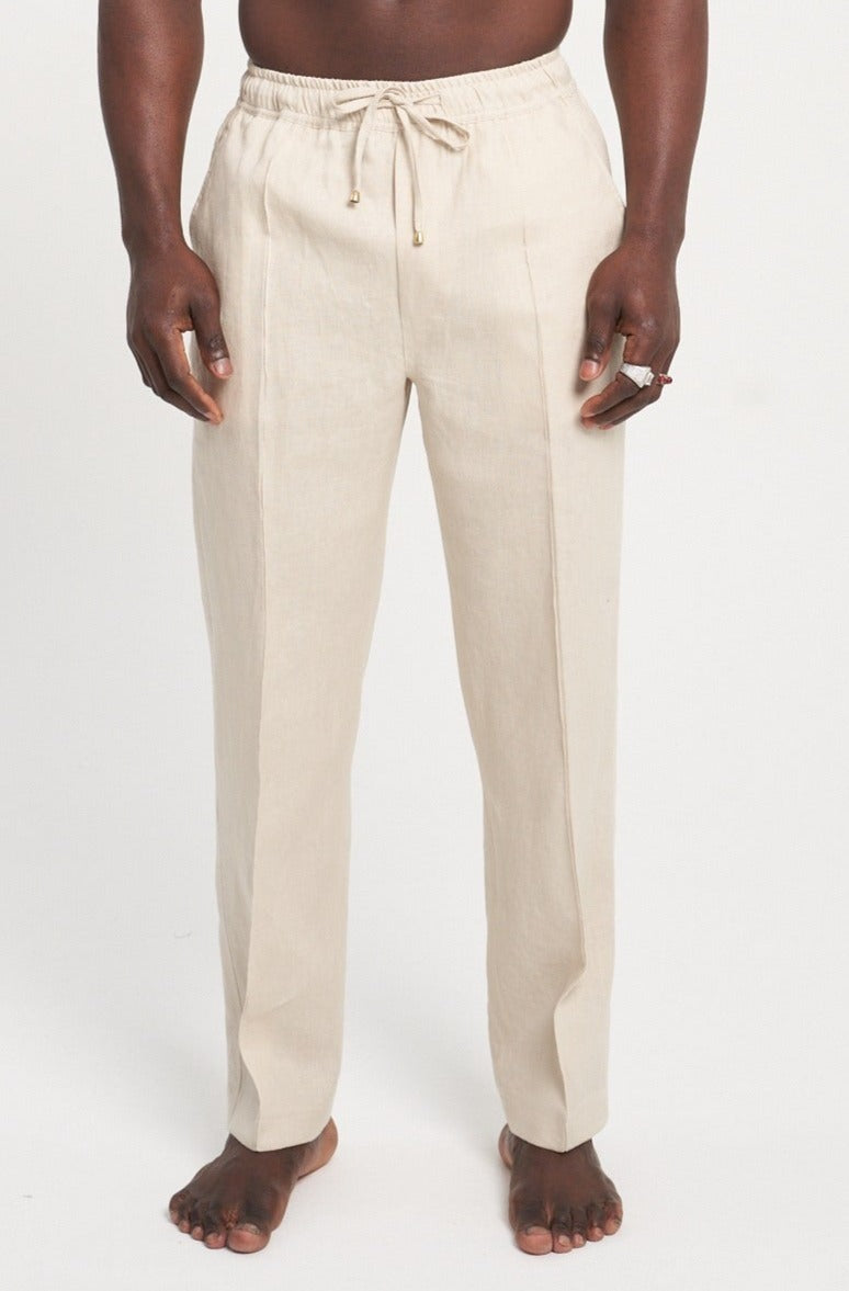 Panama Linen Trousers Beige
