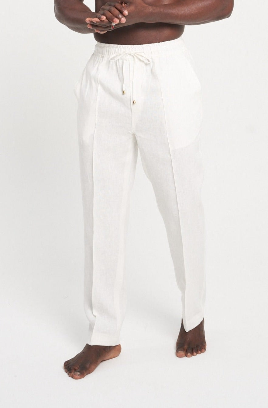 Panama Linen Trousers Off-white
