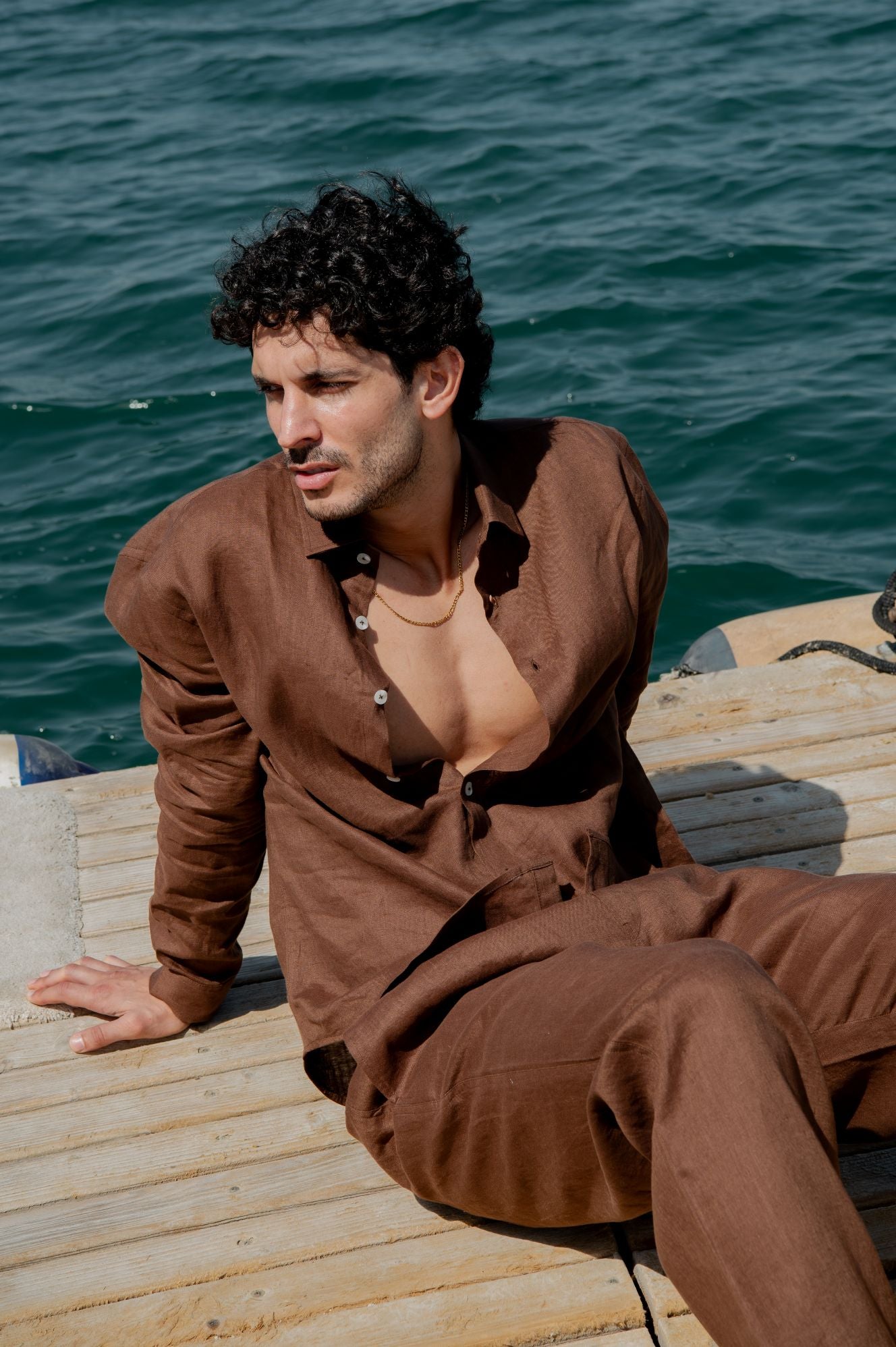 Capri Linen Shirt Chocolate Brown