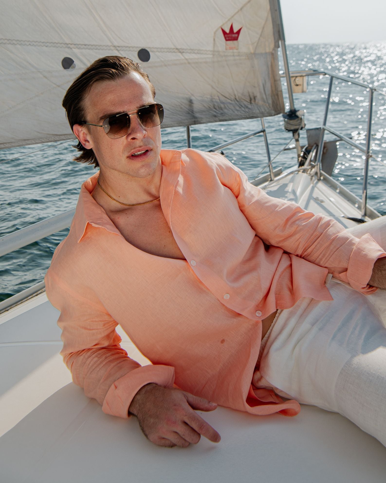 Capri LS Linen Shirt Coral