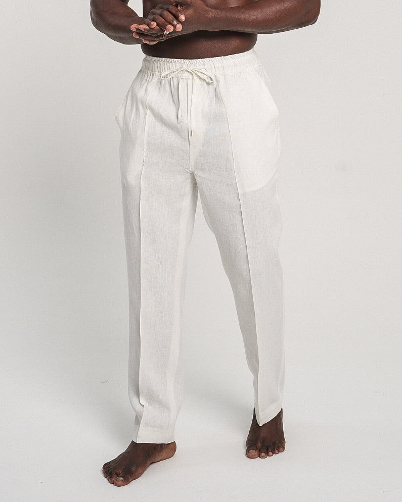 Panama Linen Trousers Off-white