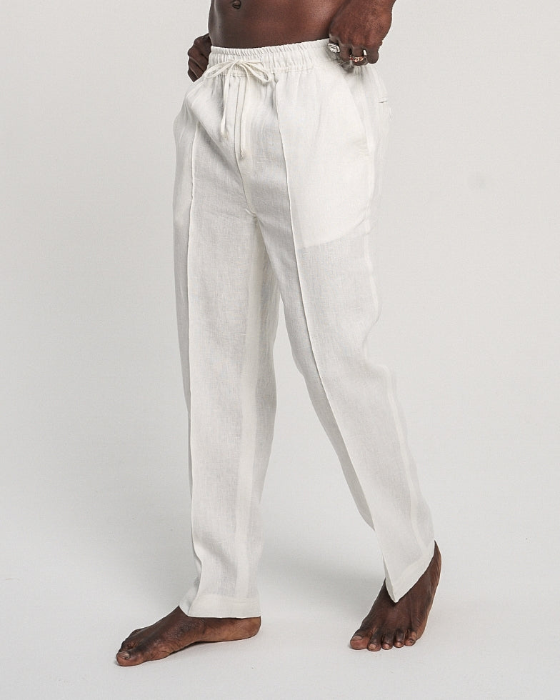 Panama Linen Trousers Off-white